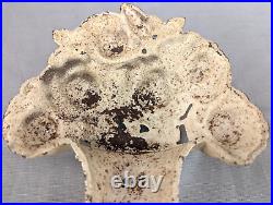 Antique HUBLEY Cast Iron Flowers in Vase Door Stop Roses Dark & Light Pink (S)