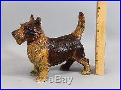 Antique HUBLEY Cast Iron Scottish Terrier Dog Doorstop, Rare Original Paint, NR
