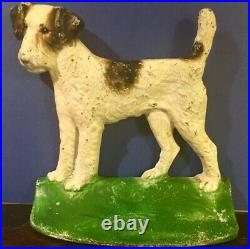Antique HUBLEY Cast Iron Terrier Dog Doorstop original paint rare