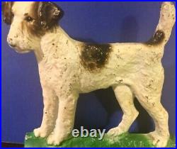 Antique HUBLEY Cast Iron Terrier Dog Doorstop original paint rare