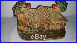 Antique HUBLEY Colorful Painted Cast Iron Cottage, House Doorstop No # 444