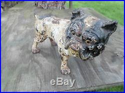 Antique HUBLEY ENGLISH BULLDOG Dog Cast Iron Metal Art Figural DOORSTOP 1930s