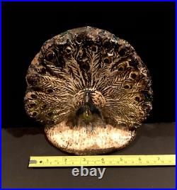 Antique HUBLEY PEACOCK Cast Iron Door Stop ca. 1910
