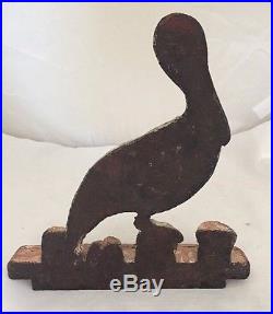 Antique HUBLEY Pelican Bird Cast Iron Metal Art Doorstop