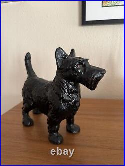 Antique HUBLEY Scottish Terrier Dog Doorstop Cast Iron Statue Black