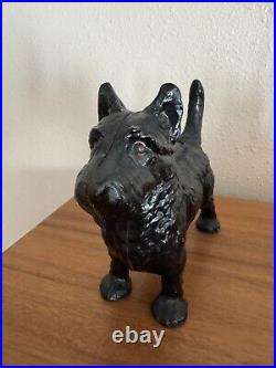 Antique HUBLEY Scottish Terrier Dog Doorstop Cast Iron Statue Black