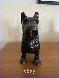 Antique HUBLEY Scottish Terrier Dog Doorstop Cast Iron Statue Black