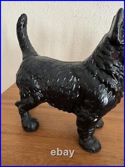 Antique HUBLEY Scottish Terrier Dog Doorstop Cast Iron Statue Black