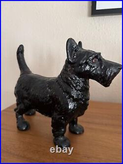 Antique HUBLEY Scottish Terrier Dog Doorstop Cast Iron Statue Black