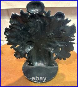 Antique HUBLEY Style Cast Iron Flower Basket Door Stop Original Very Nice