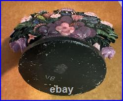 Antique HUBLEY Style Cast Iron Flower Basket Door Stop Original Very Nice