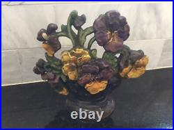 Antique HUBLEY Vintage #256 PANSY BOWL Cast Iron DOORSTOP / ORIGINAL PAINT