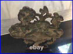 Antique HUBLEY Vintage #256 PANSY BOWL Cast Iron DOORSTOP / ORIGINAL PAINT