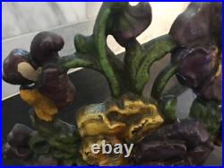 Antique HUBLEY Vintage #256 PANSY BOWL Cast Iron DOORSTOP / ORIGINAL PAINT
