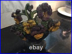Antique HUBLEY Vintage #256 PANSY BOWL Cast Iron DOORSTOP / ORIGINAL PAINT