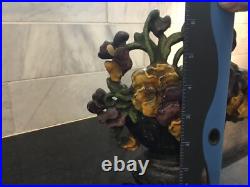 Antique HUBLEY Vintage #256 PANSY BOWL Cast Iron DOORSTOP / ORIGINAL PAINT