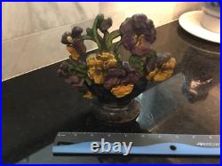 Antique HUBLEY Vintage #256 PANSY BOWL Cast Iron DOORSTOP / ORIGINAL PAINT