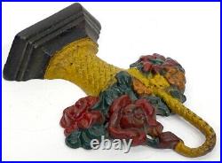 Antique HUBLEY Vintage FLOWER BASKET Cast Iron DOORSTOP / ORIGINAL PAINT