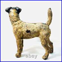 Antique HUBLEY cast iron Wired Fox Terrier Doorstop Heavy