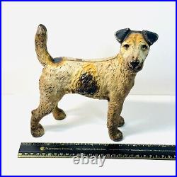 Antique HUBLEY cast iron Wired Fox Terrier Doorstop Heavy