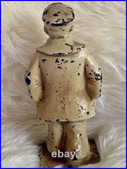 Antique Heavy Cast Iron Fisherman Doorstop Ships Captain Nautical