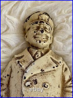 Antique Heavy Cast Iron Fisherman Doorstop Ships Captain Nautical