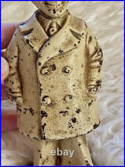 Antique Heavy Cast Iron Fisherman Doorstop Ships Captain Nautical