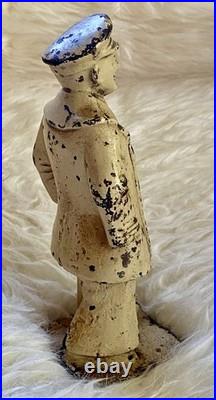 Antique Heavy Cast Iron Fisherman Doorstop Ships Captain Nautical