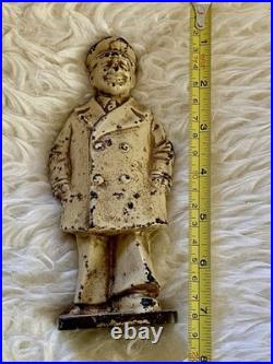Antique Heavy Cast Iron Fisherman Doorstop Ships Captain Nautical