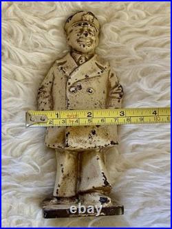 Antique Heavy Cast Iron Fisherman Doorstop Ships Captain Nautical