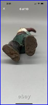 Antique Heavy Cast Iron Garden Mining Gnome with Lantern & Keys Door Stop 9