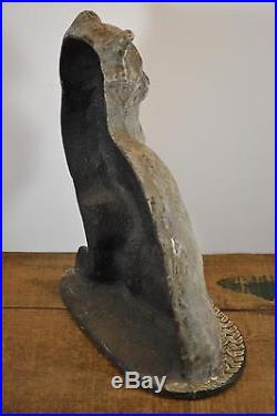 Antique House Cat Cast Iron 10 pound Door Stop Chic Alley Cat Nice Paint Rug