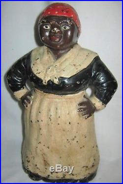 Antique Hubley 12 Black Americana Mammy Lady Cast Iron Art Statue Door Doorstop