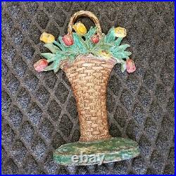 Antique Hubley 13 Tulip Basket Cast Iron Home Art Door Stop Listed #86 Rare