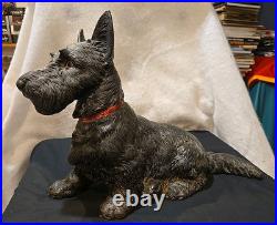 Antique Hubley 16 Scottish Terrier Cast Iron Dog Doorstop USA Huge Scottie Dog