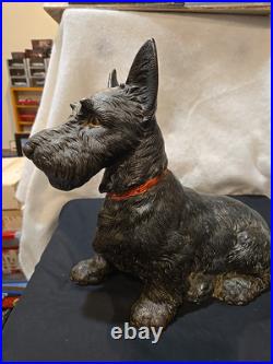 Antique Hubley 16 Scottish Terrier Cast Iron Dog Doorstop USA Huge Scottie Dog