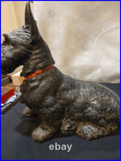 Antique Hubley 16 Scottish Terrier Cast Iron Dog Doorstop USA Huge Scottie Dog