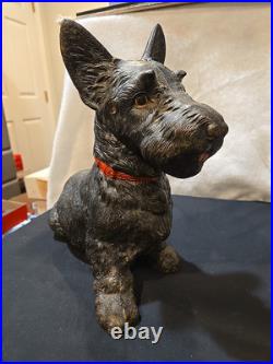 Antique Hubley 16 Scottish Terrier Cast Iron Dog Doorstop USA Huge Scottie Dog