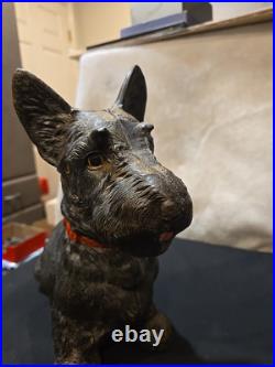 Antique Hubley 16 Scottish Terrier Cast Iron Dog Doorstop USA Huge Scottie Dog