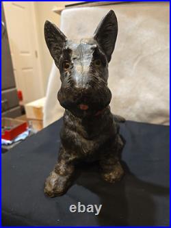 Antique Hubley 16 Scottish Terrier Cast Iron Dog Doorstop USA Huge Scottie Dog