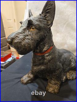 Antique Hubley 16 Scottish Terrier Cast Iron Dog Doorstop USA Huge Scottie Dog