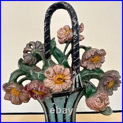 Antique Hubley #182 Basket of Flowers Marked/Signed Cast Iron Door Stop