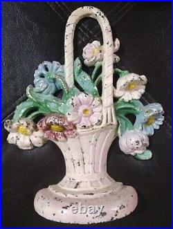 Antique Hubley #182 Cosmos in Vase Cast Iron Doorstop 9H X 7.5 W