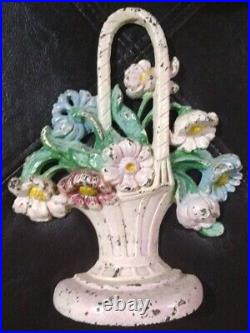 Antique Hubley #182 Cosmos in Vase Cast Iron Doorstop 9H X 7.5 W