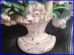 Antique Hubley #182 Cosmos in Vase Cast Iron Doorstop 9H X 7.5 W