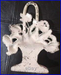 Antique Hubley #182 Cosmos in Vase Cast Iron Doorstop 9H X 7.5 W
