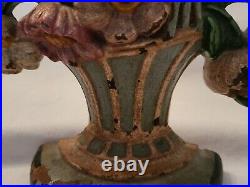 Antique Hubley 182 Doorstop Basket of Flowers Cast Iron Original Paint