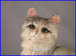 Antique Hubley # 302 Light Gray Sitting Persian Cat Doorstop Lancaster, Pa