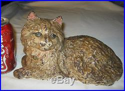 Antique Hubley # 335 Fireplace Hearth Stove Cast Iron Cat Doorstop Statue Weight