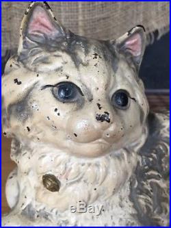 Antique Hubley #335 Grey Fireside Cat Doorstop Lancaster, Pa